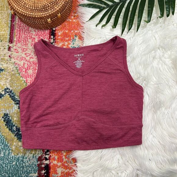 Torrid Active Pink Long Line Sports Bra Cropped Tank Top 00 M/L Activewear - Picture 1 of 5